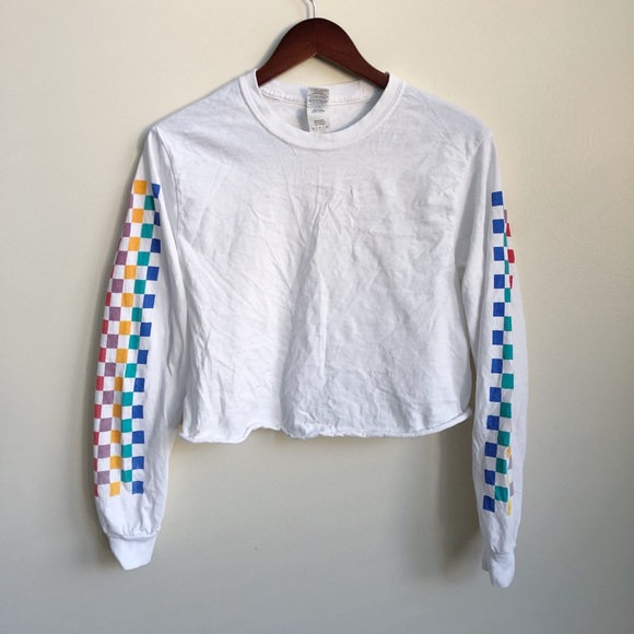 Tops - 🔥SALE🔥Checkered Sleeved 80’s styled Crop Top